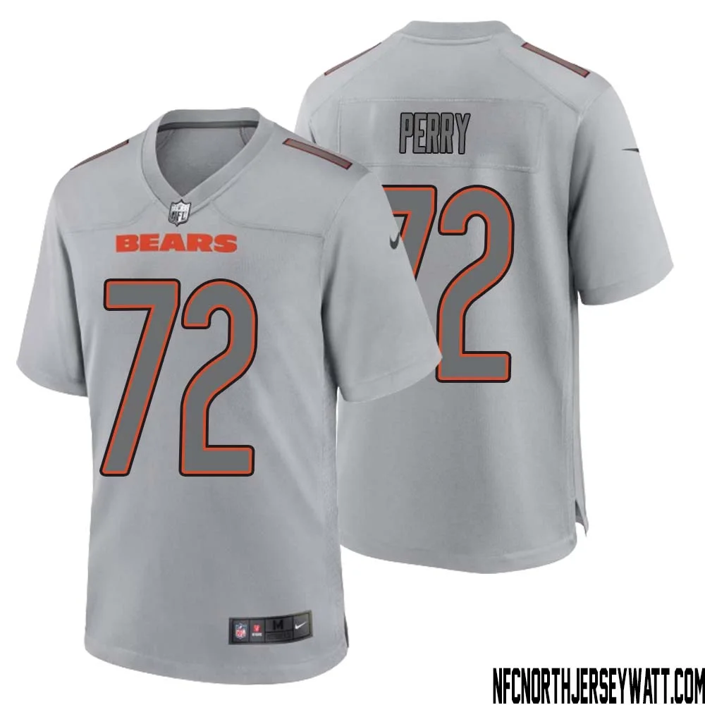 William Perry No 72 Men Gray Chicago Bears Atmosphere Fashion Game Jersey