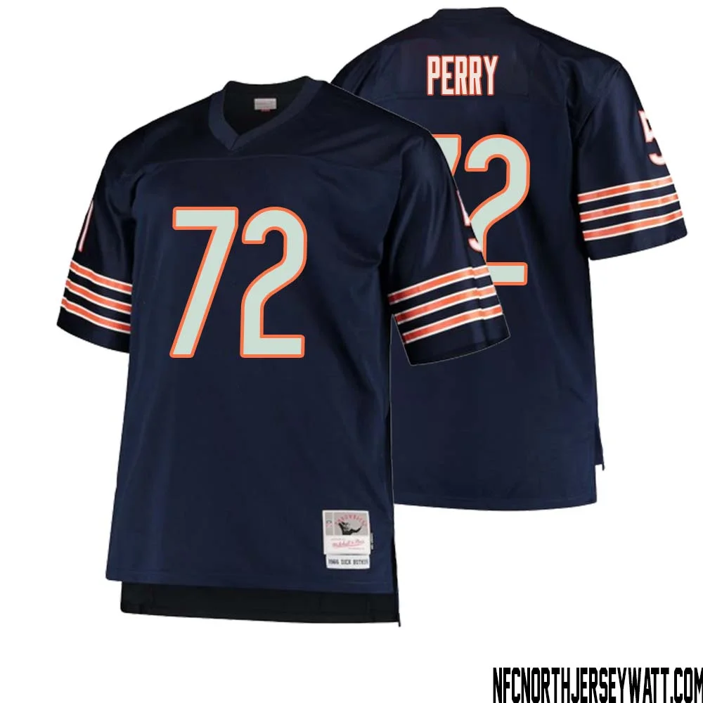 William Perry No 72 Men Mitchell Ness Navy Chicago Bears Big Tall 1966 Retired Player Replica Jersey