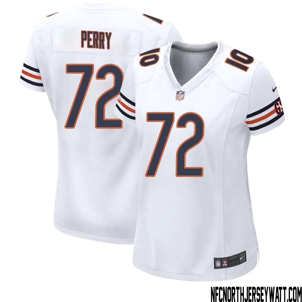 William Perry No 72 Women White Chicago Bears Away Game Jersey