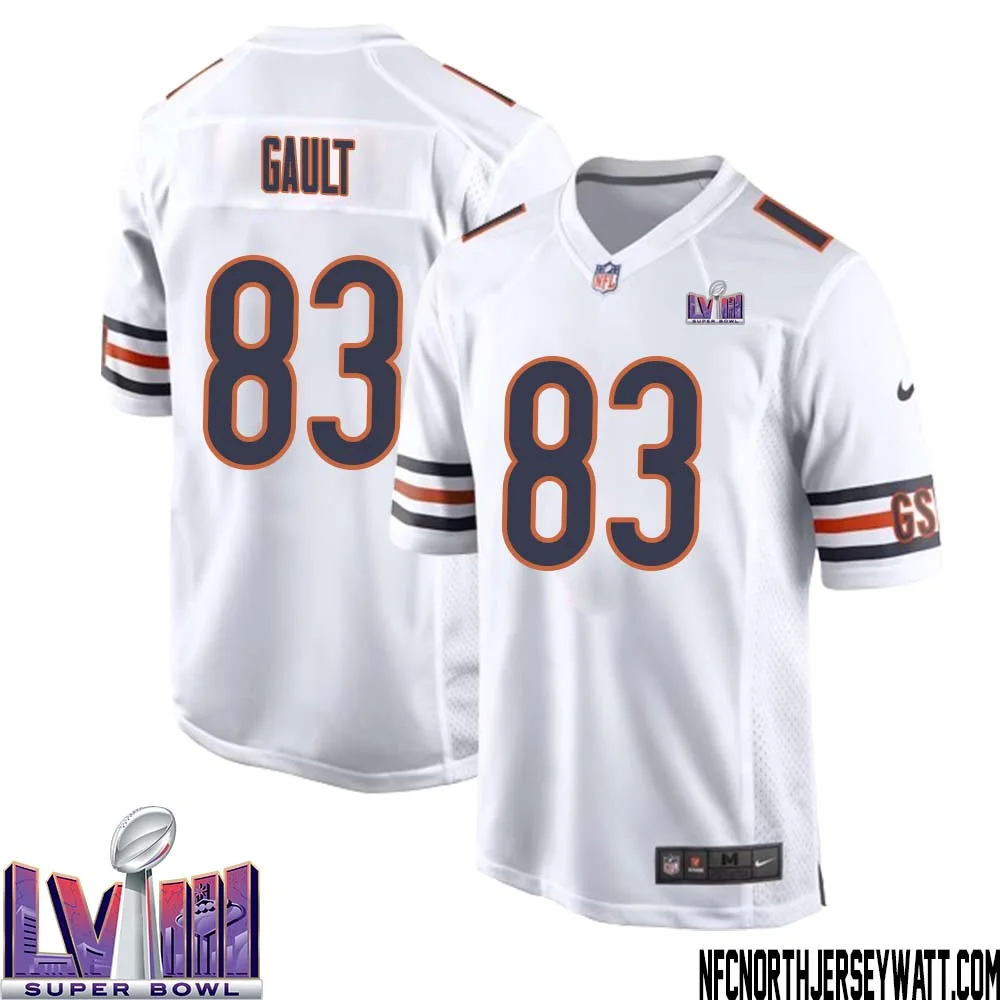 Willie Gault No 83 Chicago Bears Super Bowl LVIII Away Game Jersey White for Men