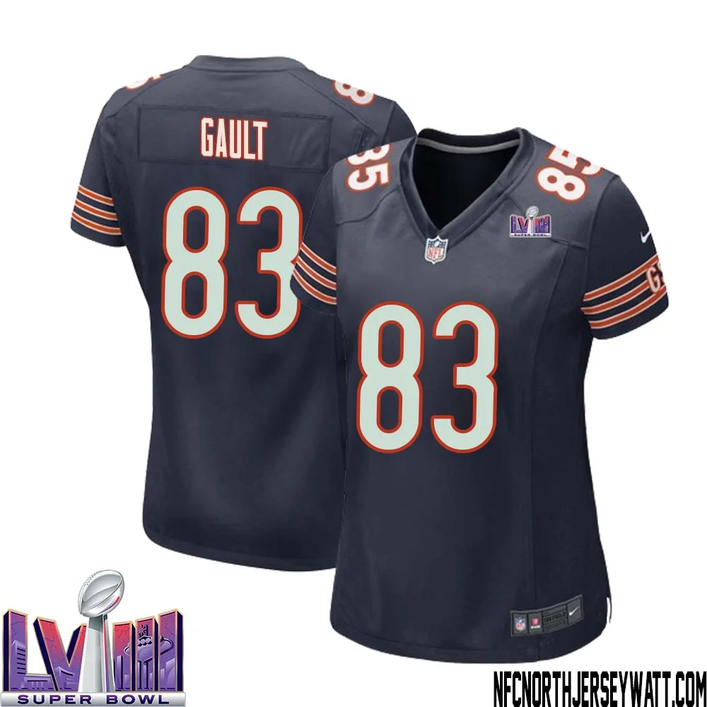 Willie Gault No 83 Chicago Bears Super Bowl LVIII Home Game Jersey Navy for Women