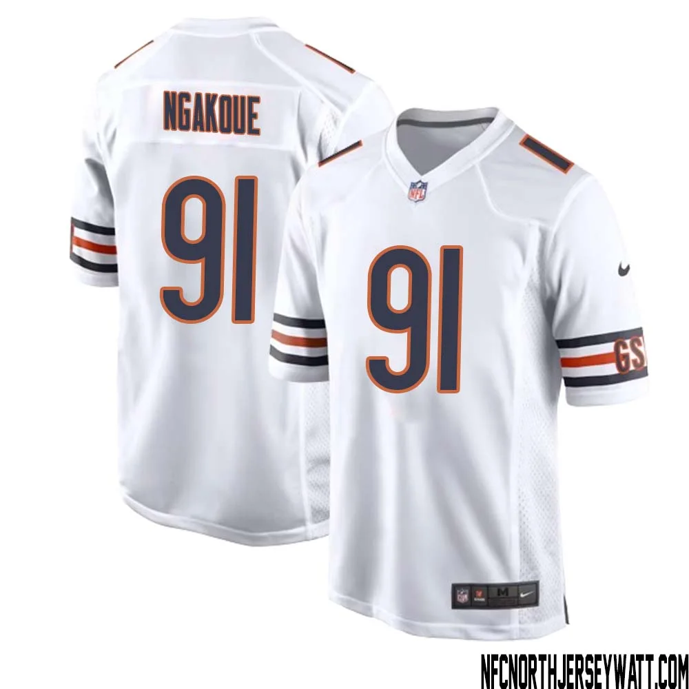 Yannick Ngakoue No 91 Men White Chicago Bears Away Game Jersey 1