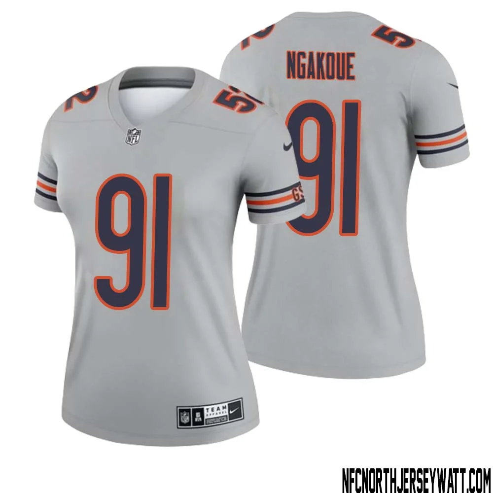 Yannick Ngakoue No 91 Women Silver Chicago Bears Inverted Legend Jersey