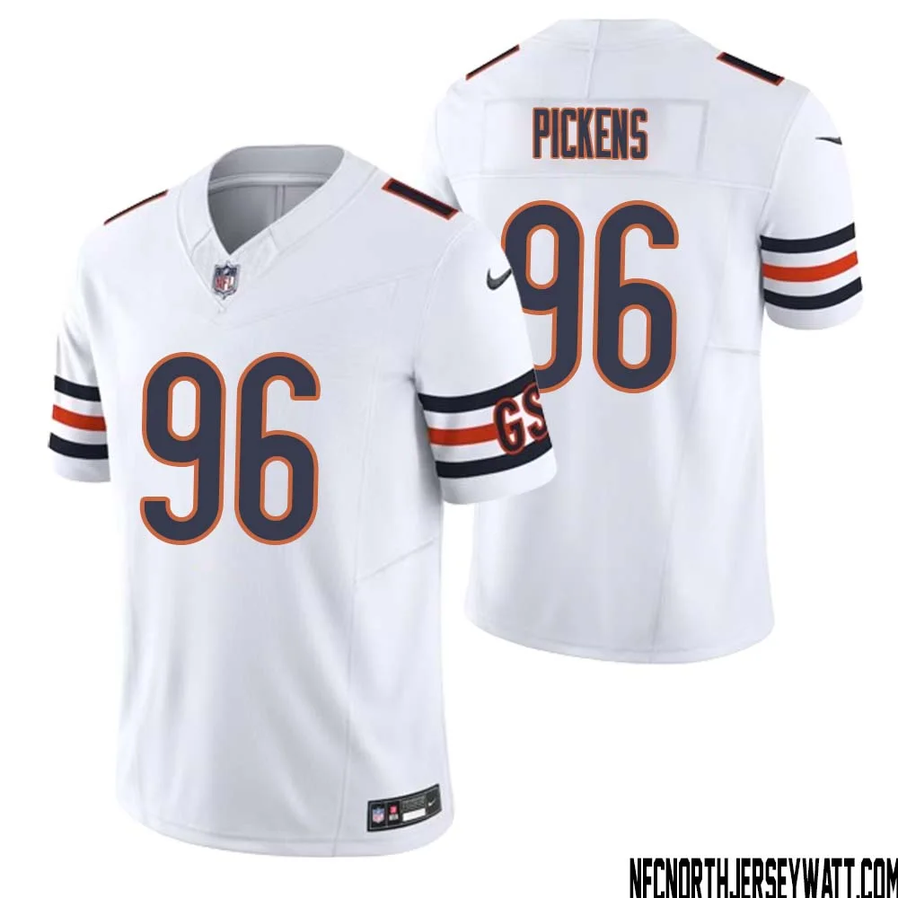 Zacch Pickens No 96 Men White Chicago Bears Vapor F.U.S.E. Limited Jersey