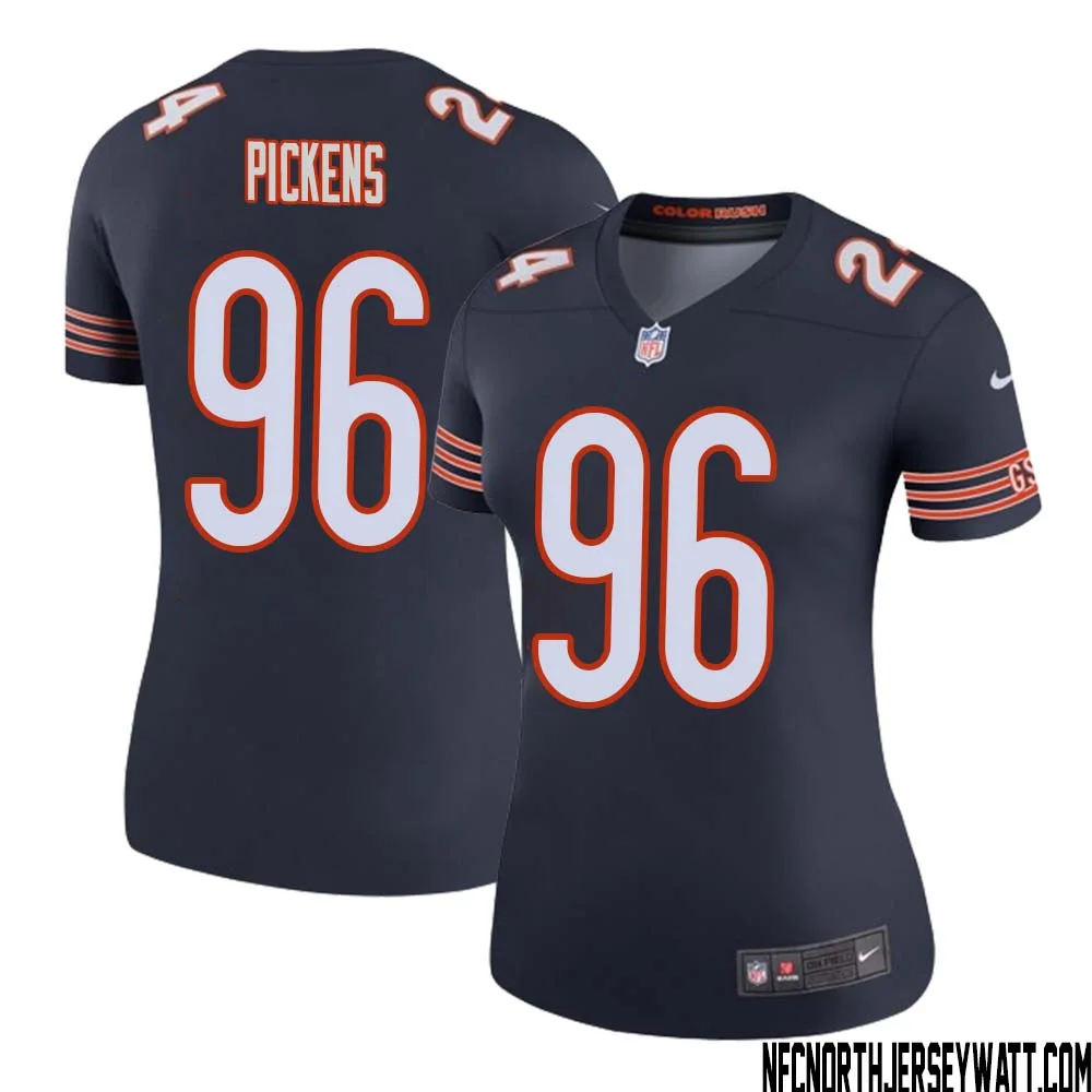 Zacch Pickens No 96 Women Navy Chicago Bears Color Rush Legend Jersey
