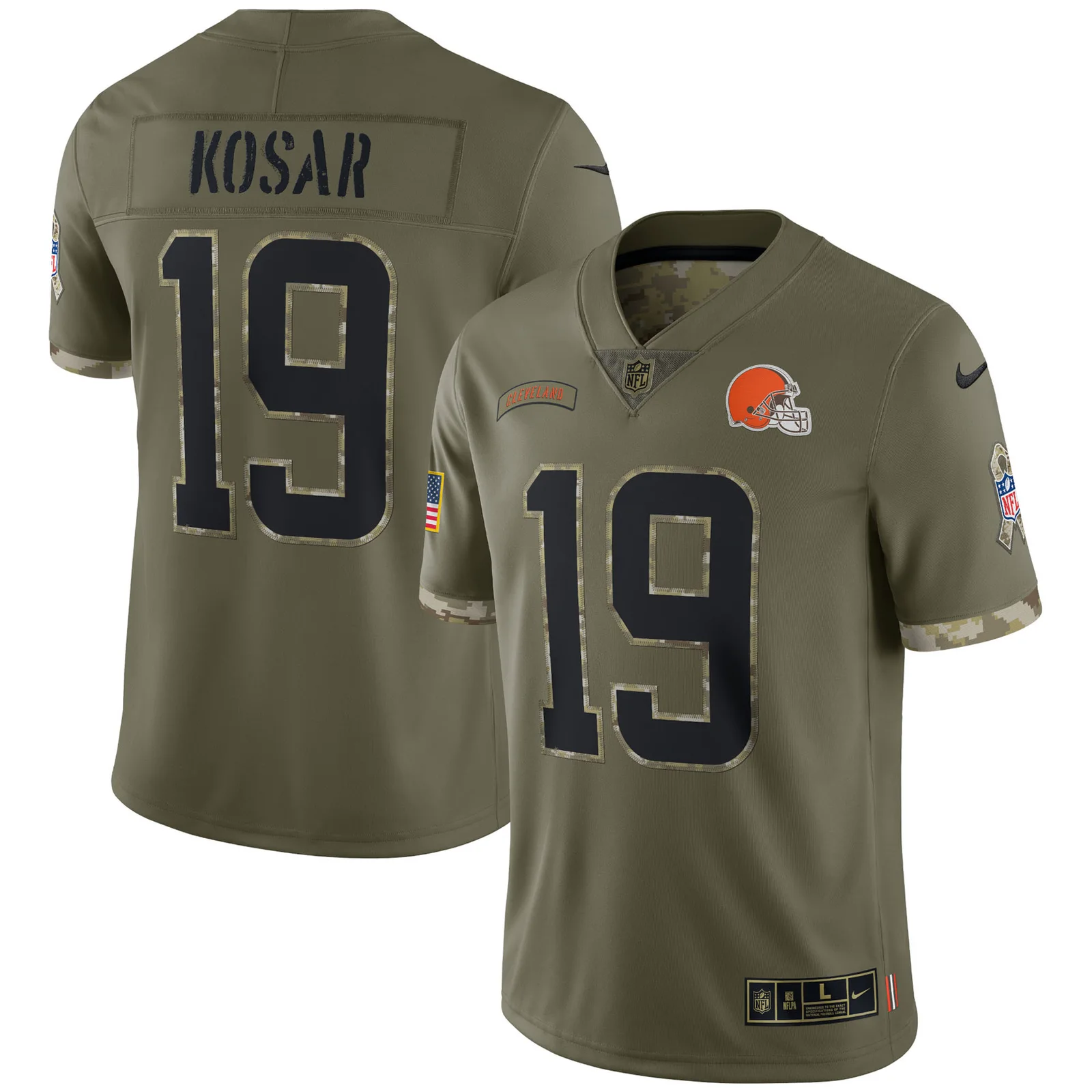 Men'sBernie Kosar Cleveland Browns 2022 Salute To Service Retired Player Limited Jersey - Olive -