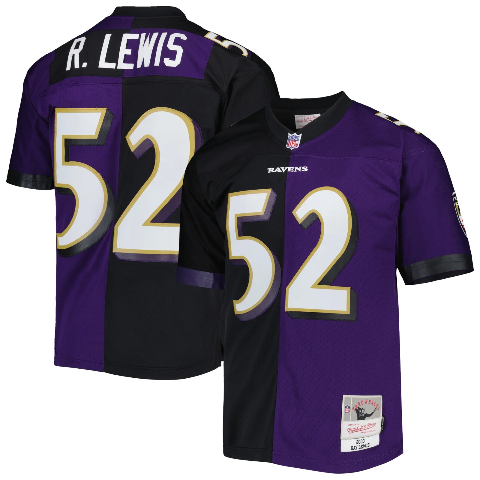 Men'sRay Lewis Baltimore Ravens Mitchell &amp; Ness 2000 Split Legacy  Jersey - Purple/Black