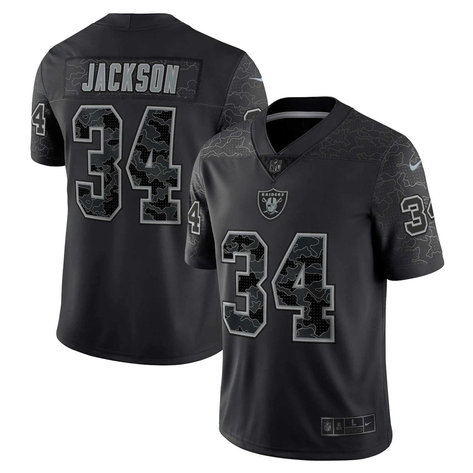 Men's Bo Jackson Las Vegas Raiders Retired Player RFLCTV Limited Jersey - Black -