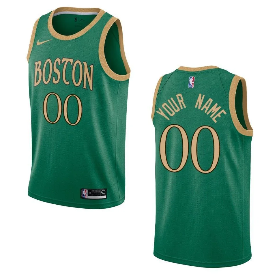 Men's 2019-20 Boston Celtics #00 Custom City Swingman Jersey - Kelly Green , Basketball Jersey -