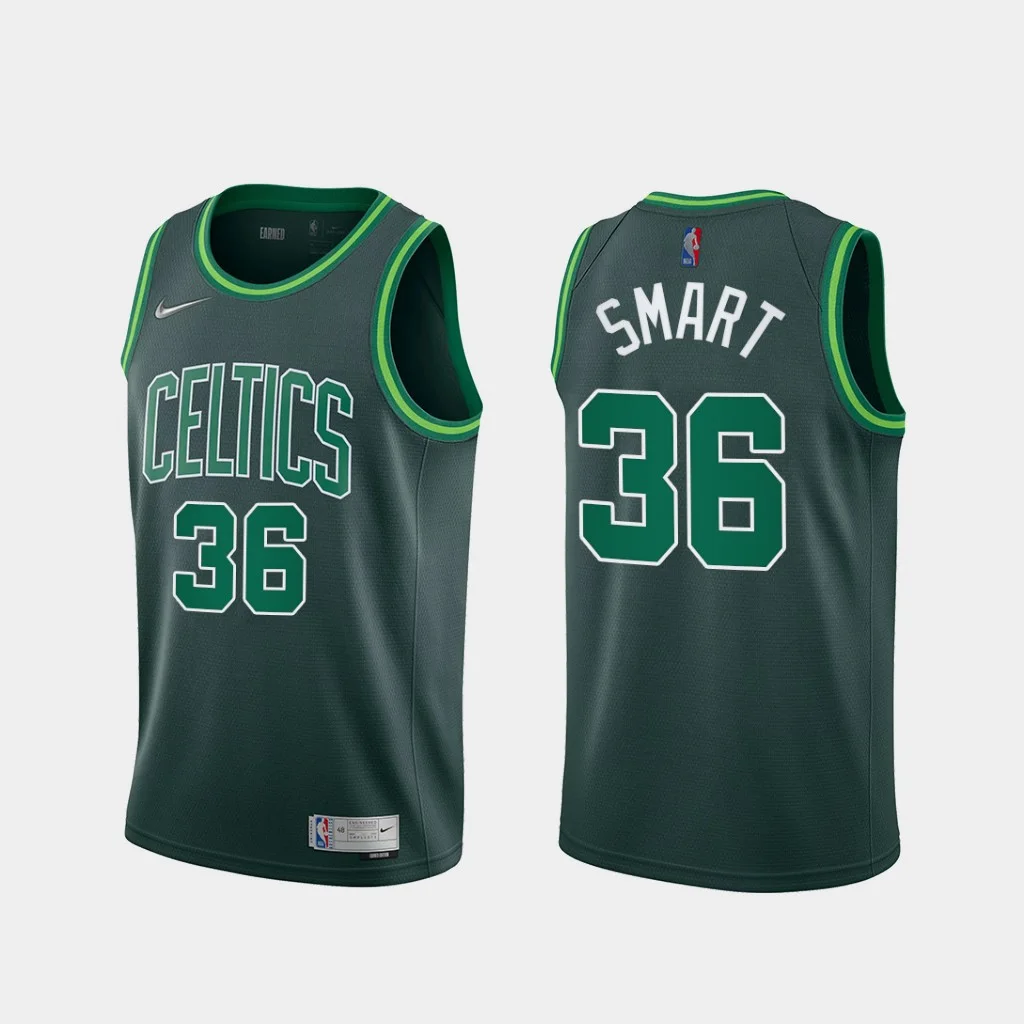 Men's 2020-21 New Original Heat Pressed Basketball Jersey Boston Celtics #36 Marcus Smart Retro Earned Edition Swingman Jerseys Customize Dri-Fit -