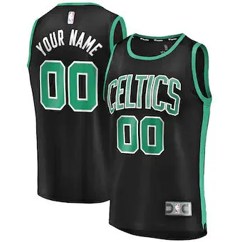 Men's Black Boston Celtics Fast Break Custom  Jersey - Statet Edition