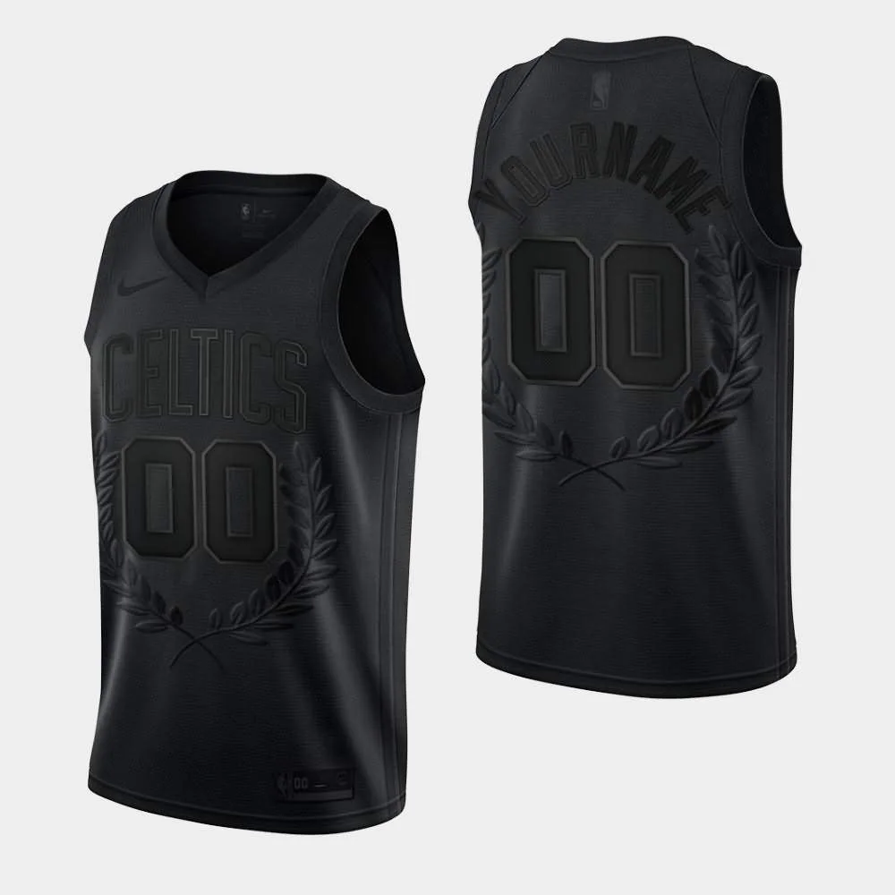 Men's Boston Celtics #00 Custom Black Fashion Glory Awards Limited Jersey -