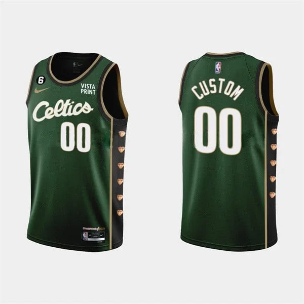 Men's Boston Celtics #00 Custom Green 2022-23 City Edition Stitched Basketball Jersey -
