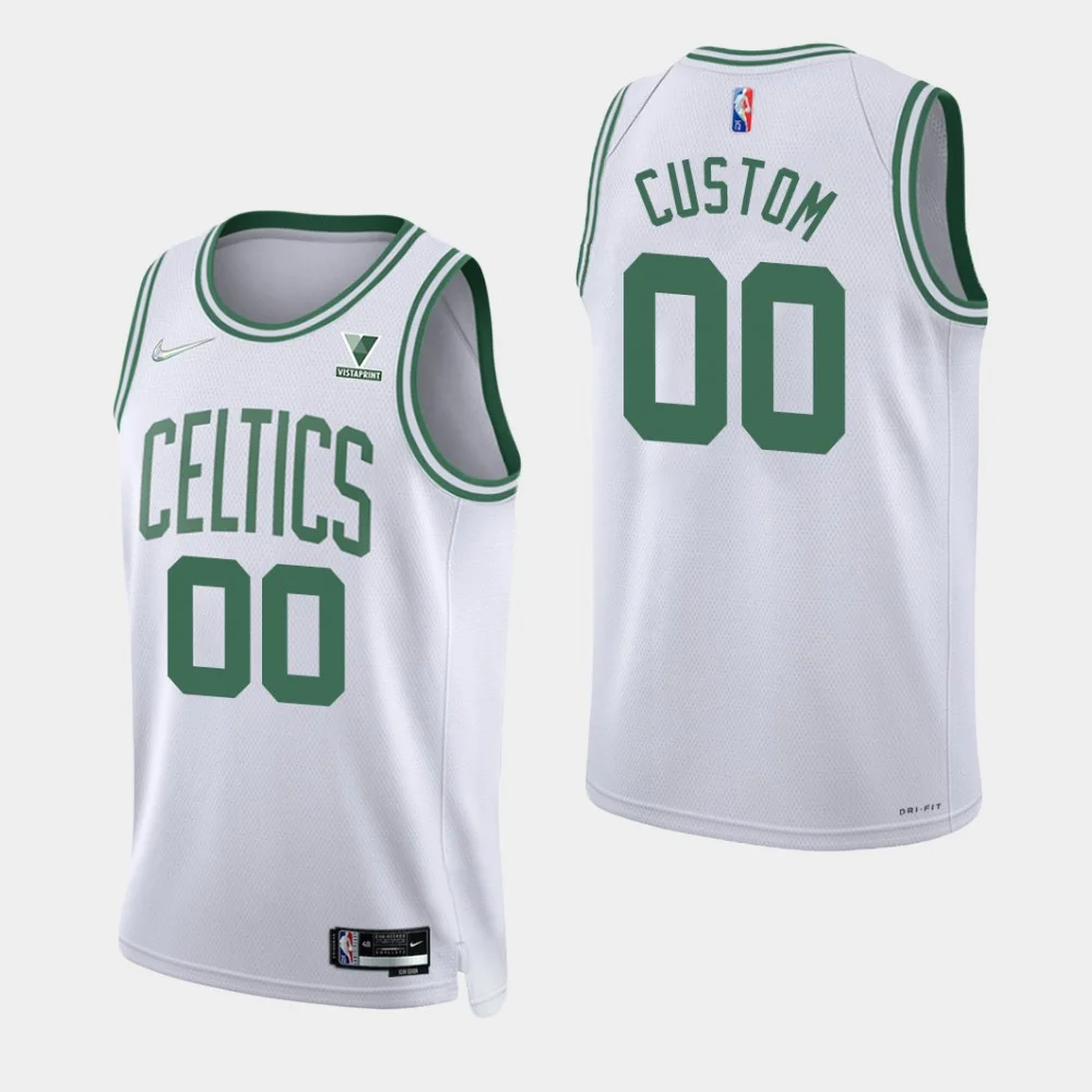 Men's Boston Celtics 75th Anniversary Diamond #00 Custom 2021-22 White Swingman Jersey - Association -