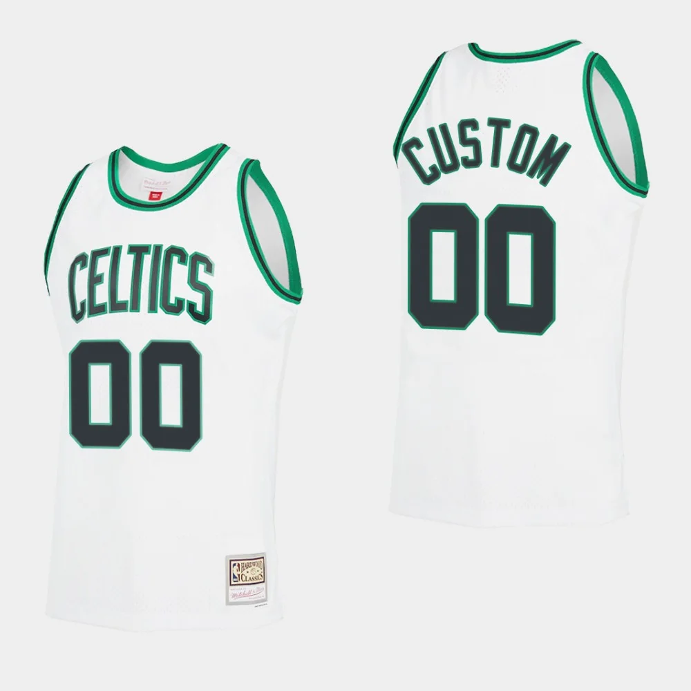 Men's Boston Celtics Custom #00 Reload 2.0 Hardwood Classics White Jersey -