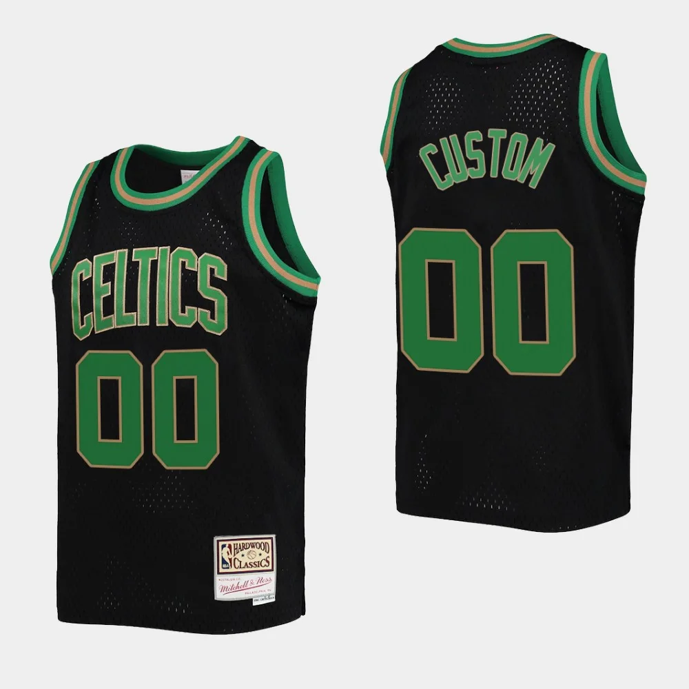 Men's Boston Celtics Custom #00 Reload Hardwood Classics Black Jersey -