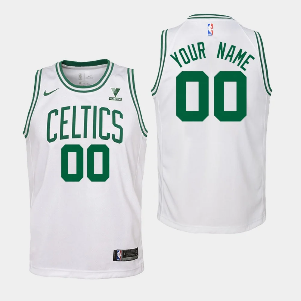 Youth's Boston Celtics #00 Custom Association Vistaprint Patch White 2020-21 Jersey -