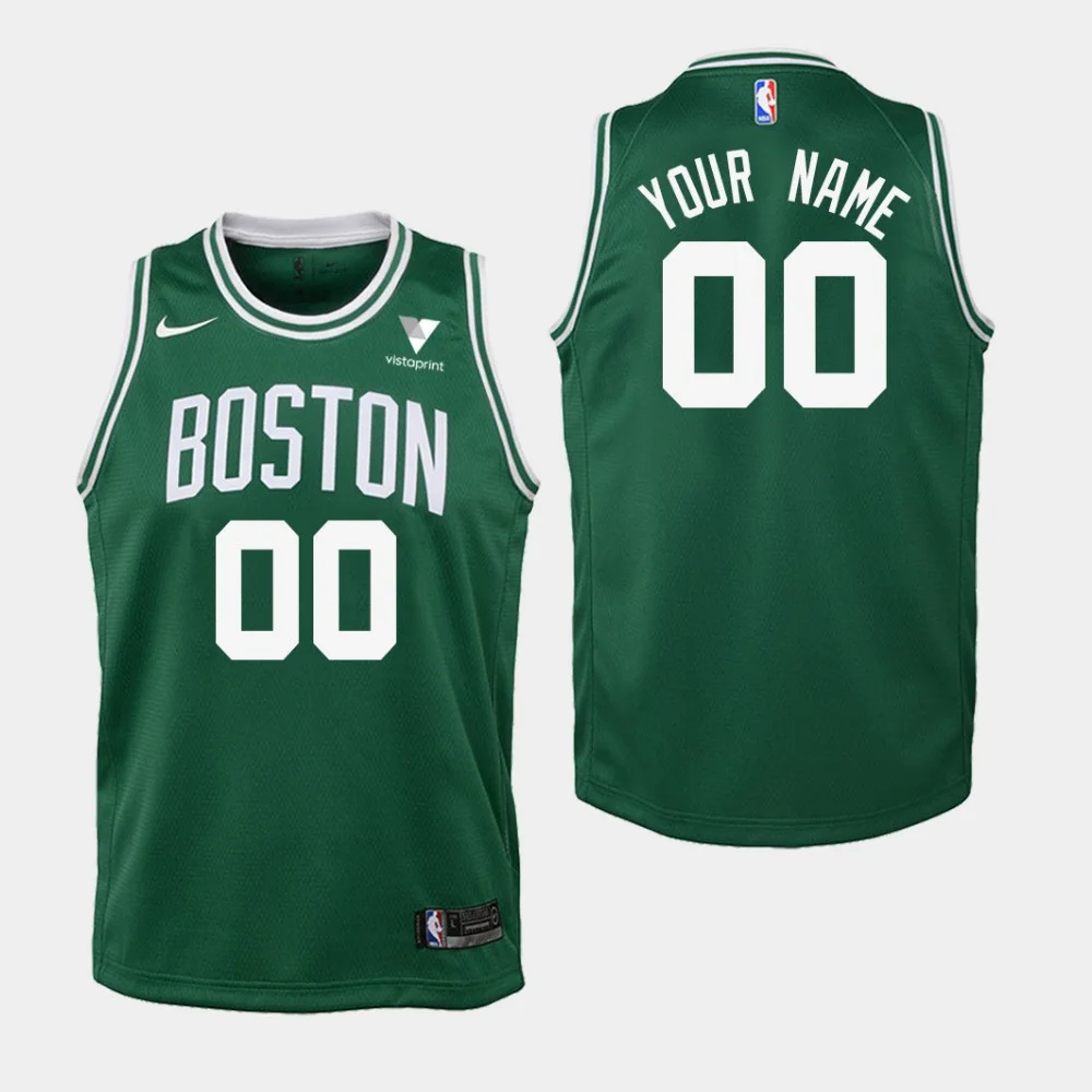 Youth's Boston Celtics #00 Custom Icon Vistaprint Patch Kelly Green 2020-21 Jersey -