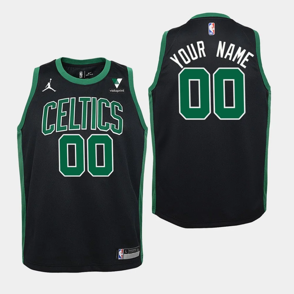 Youth's Boston Celtics #00 Custom Statet Vistaprint Patch Black 2020-21 Jersey -