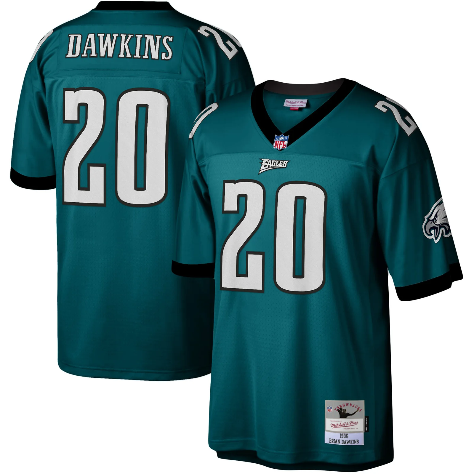 Men's Brian Dawkins Philadelphia Eagles Mitchell &amp; Ness 1996 Legacy  Jersey - Midnight Green