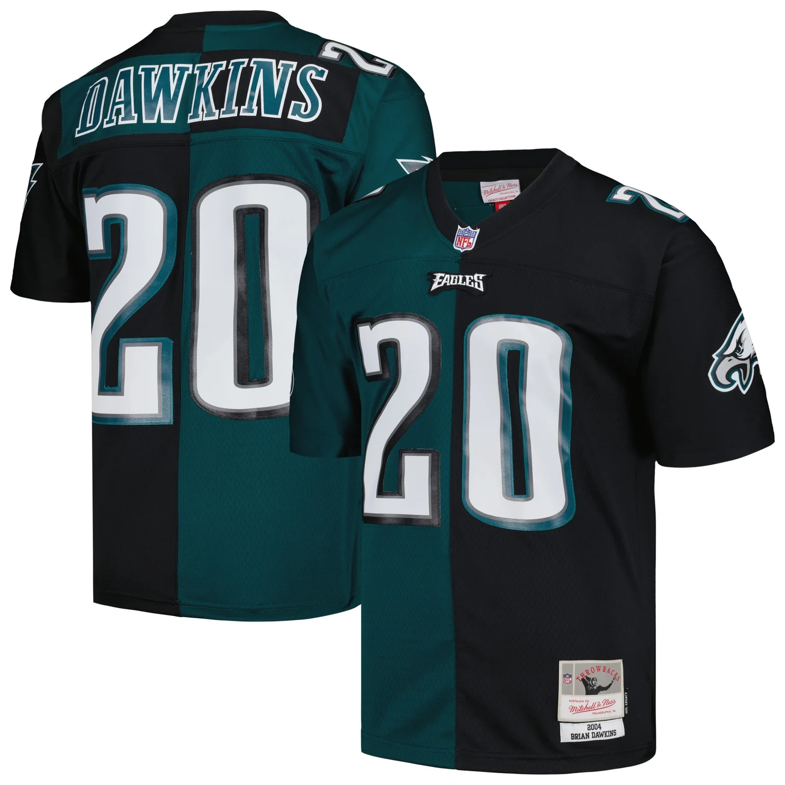 Men's Brian Dawkins Philadelphia Eagles Mitchell &amp; Ness 2004 Split Legacy  Jersey - Midnight Green/Black