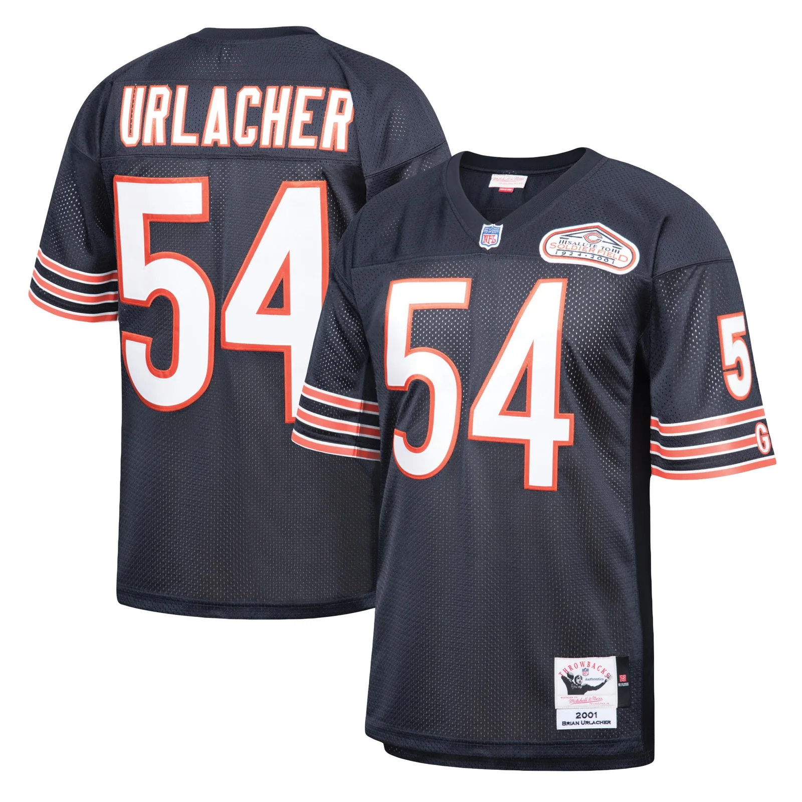 Men's Brian Urlacher Chicago Bears Mitchell &amp; Ness 2001 Authentic Throwback Retired Player Jersey - Navy -