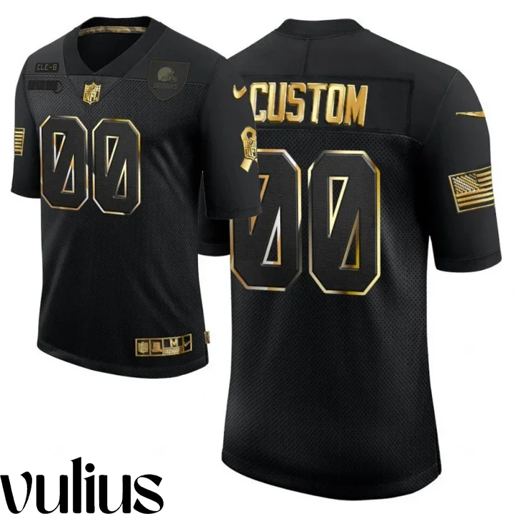 Browns Custom Jersey, Black Men's Jersey, 2020 Salute To Service Golden Limited Jersey -