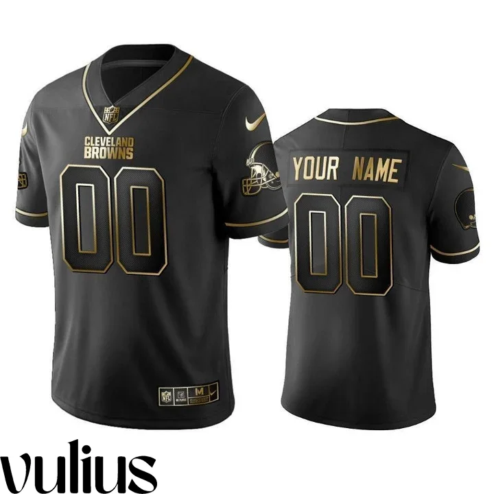Browns Custom Jersey, Black Men's Jersey, Black Golden Edition Vapor Untouchable Limited Jersey -