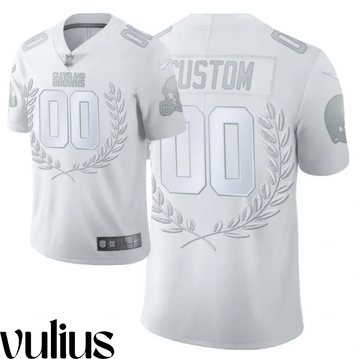 Browns Custom Jersey, White Men's Jersey, Vapor Limited Platinum Jersey -