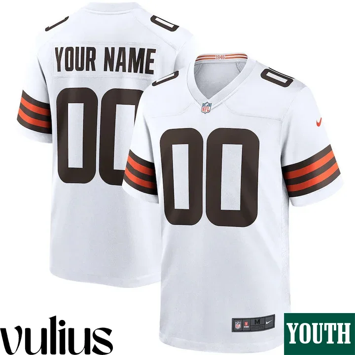 Browns Custom Jersey, White Youth's Jersey, Game Jersey -
