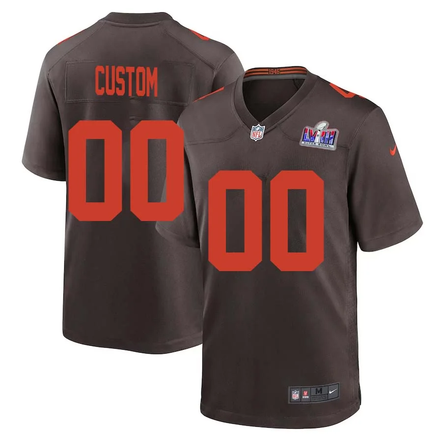 Men Custom Brown Cleveland Browns Super Bowl LVIII Alternate Game Jersey -