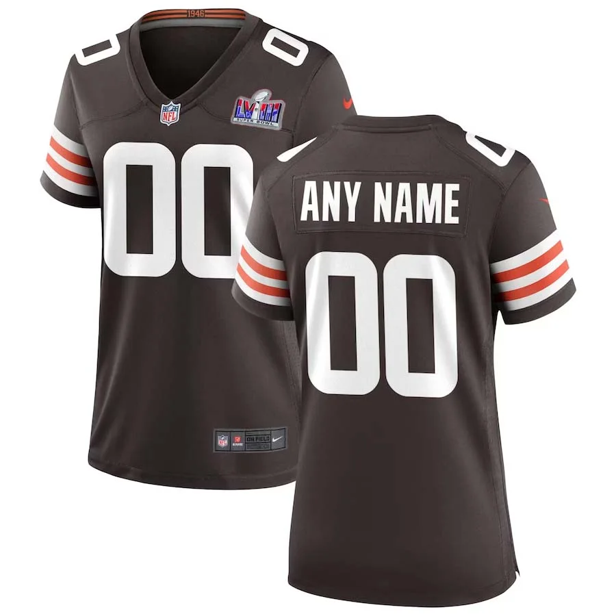Woman Cleveland Browns Super Bowl LVIII Brown Custom Home Game Jersey -