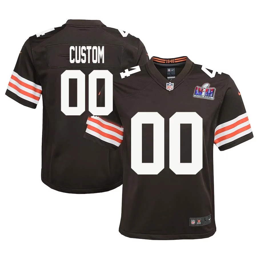 Youth Cleveland Browns Super Bowl LVIII Brown Custom Home Game Jersey -