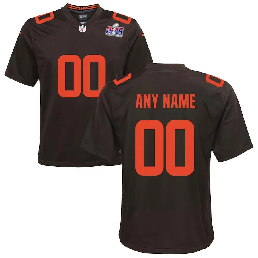Youth Custom Brown Cleveland Browns Super Bowl LVIII Alternate Game Jersey -