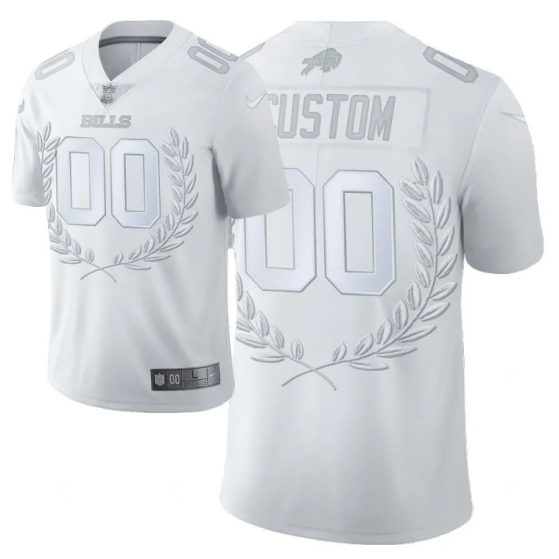 Men's   Buffalo Bills #00 Custom White Vapor Limited Platinum Jersey -