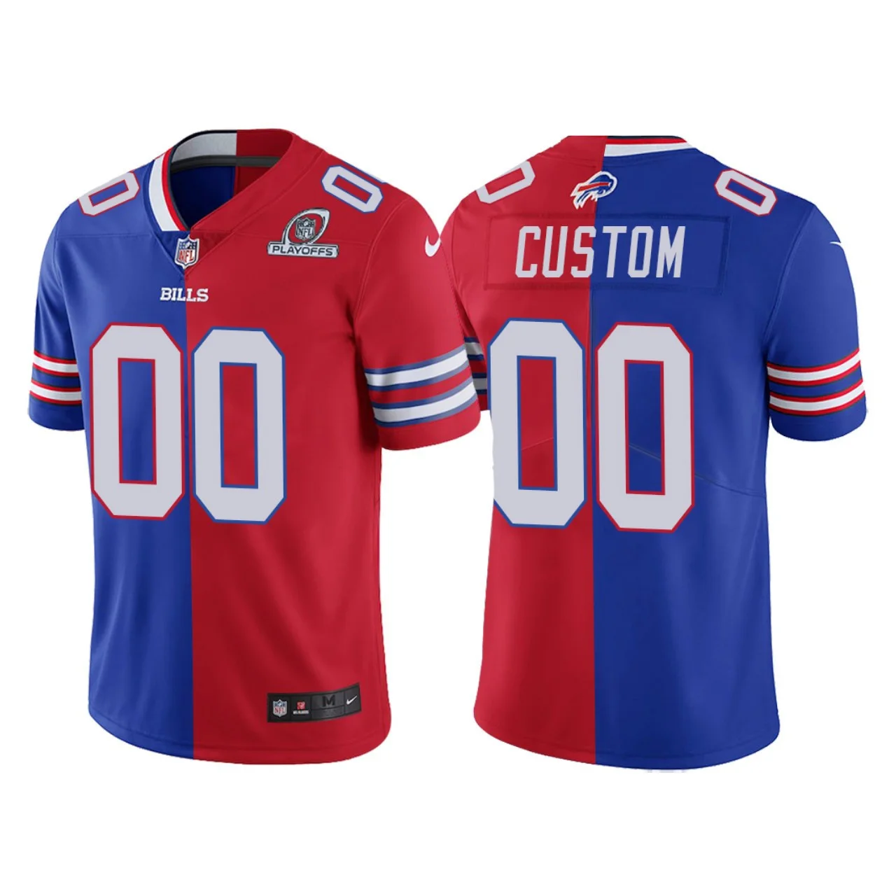 Men's   Buffalo Bills Custom 2020 Playoffs Split Vapor Limited Jersey - Royal Red -