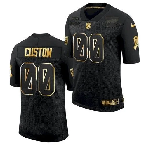 Men's   Buffalo Bills Custom Jersey Black Golden 2021 Salute to Service -