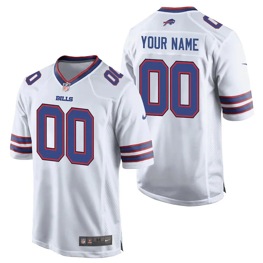 Men's Buffalo Bills Game Road Jersey - White - Custom -