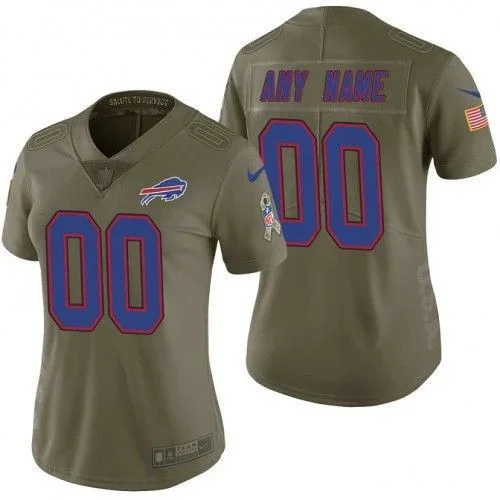 Woman's Buffalo Bills Olive 2017 Salute to Service Limited Customized Jersey -