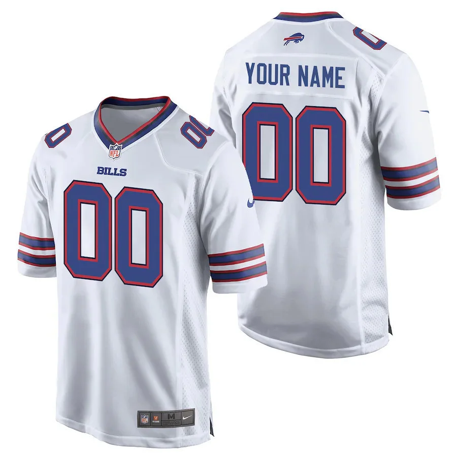 Youth's   Buffalo Bills Game Road Jersey - White - Custom -