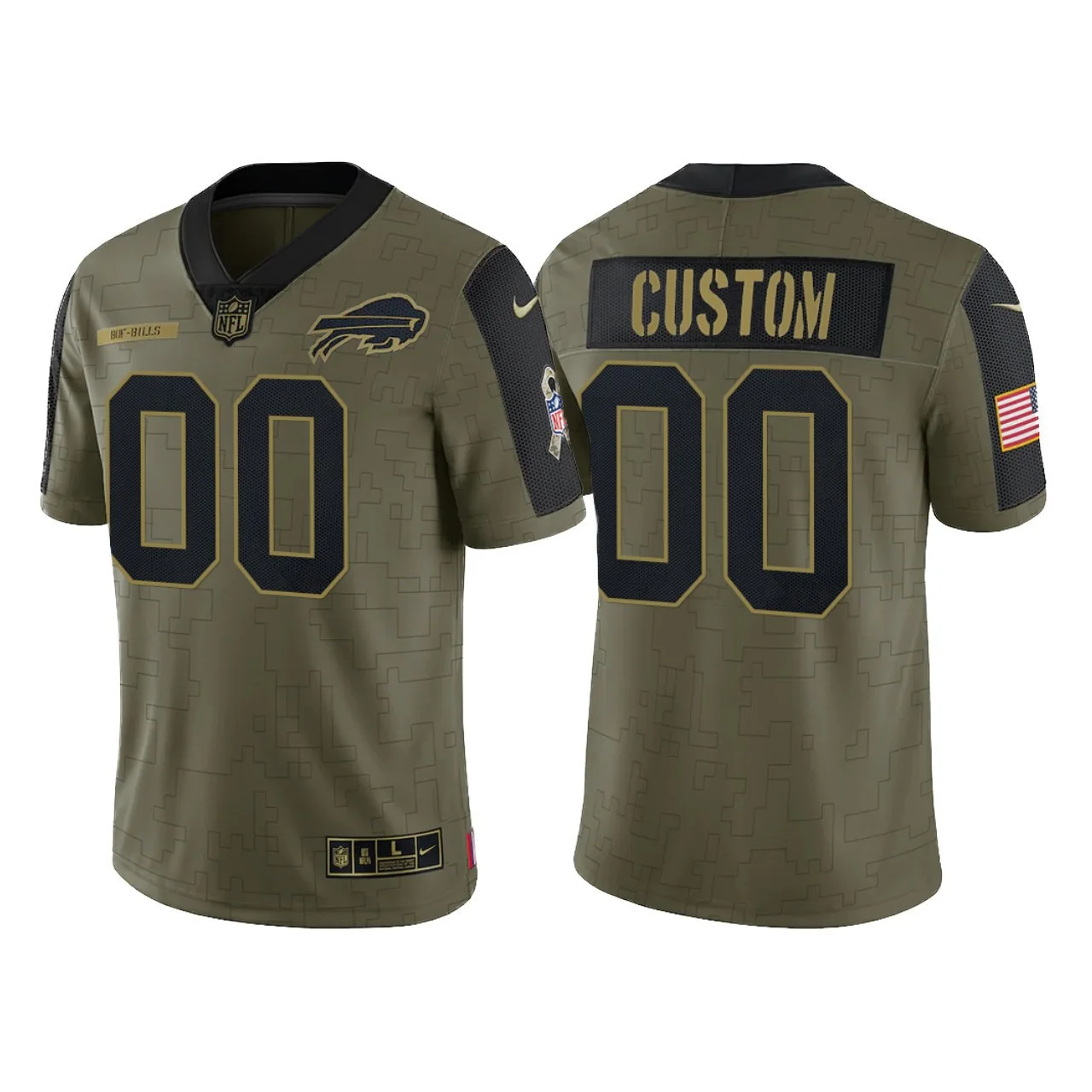 Youth's   Custom Buffalo Bills 2021 Salute To Service Limited Jersey - Olive -