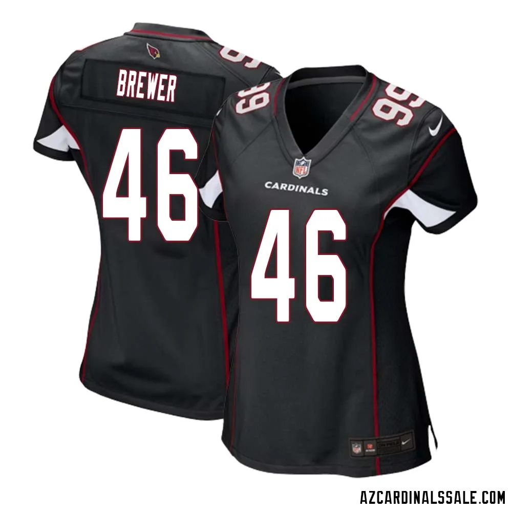 Aaron Brewer No 46 Arizona Cardinals Black Alternate Game Jersey Cardinal for Women