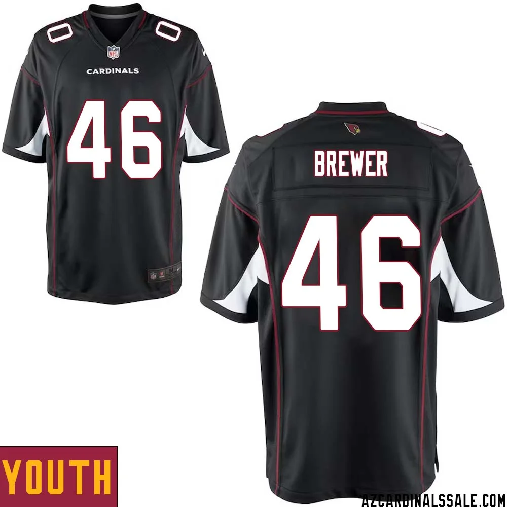 Aaron Brewer No 46 Arizona Cardinals Black Alternate Game Jersey Cardinal for Youth