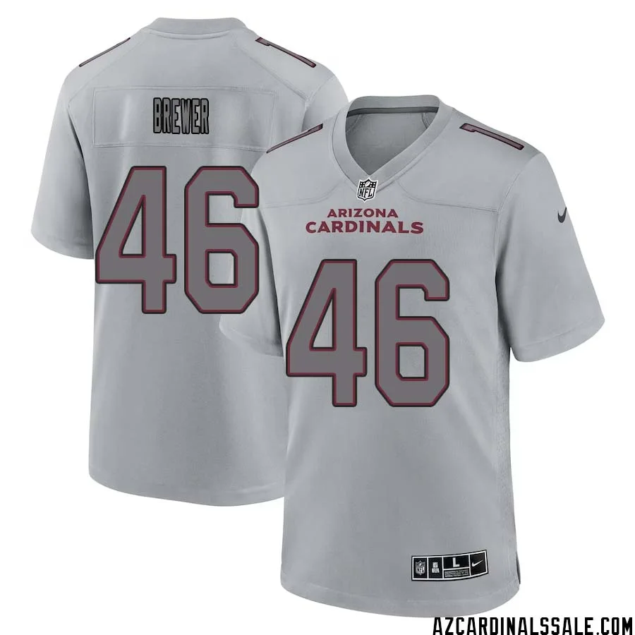 Aaron Brewer No 46 Men Arizona Cardinals Gray Atmosphere Fashion Game Jersey