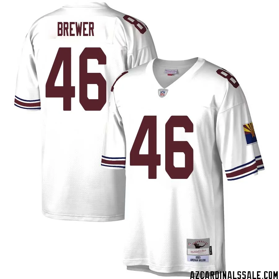 Aaron Brewer No 46 Men Mitchell Ness White Arizona Cardinals Legacy Replica Jersey