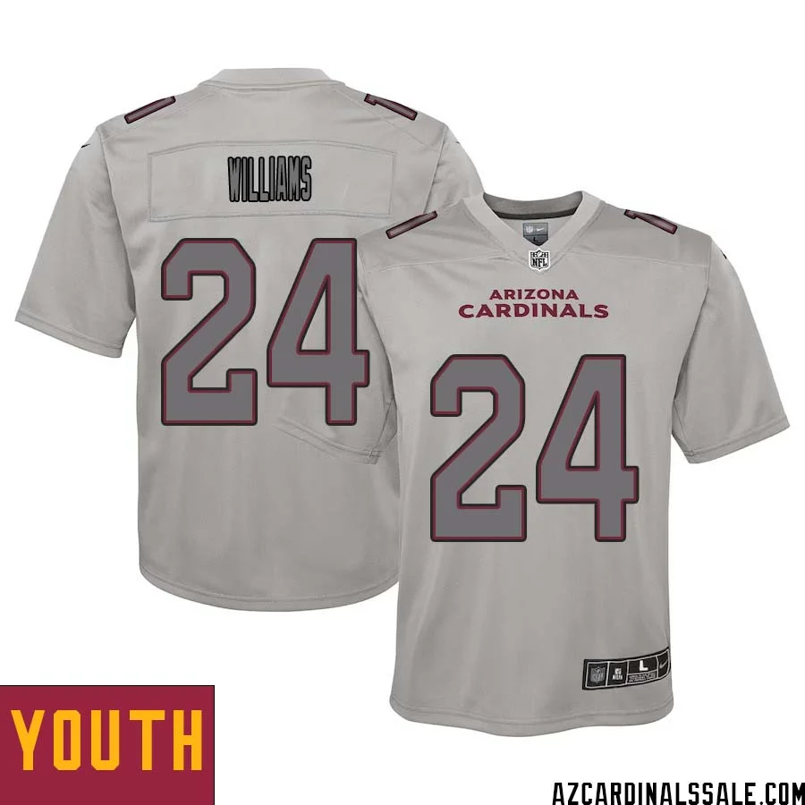 Aeneas Williams No 24 Youth Arizona Cardinals Gray Atmosphere Fashion Game Jersey