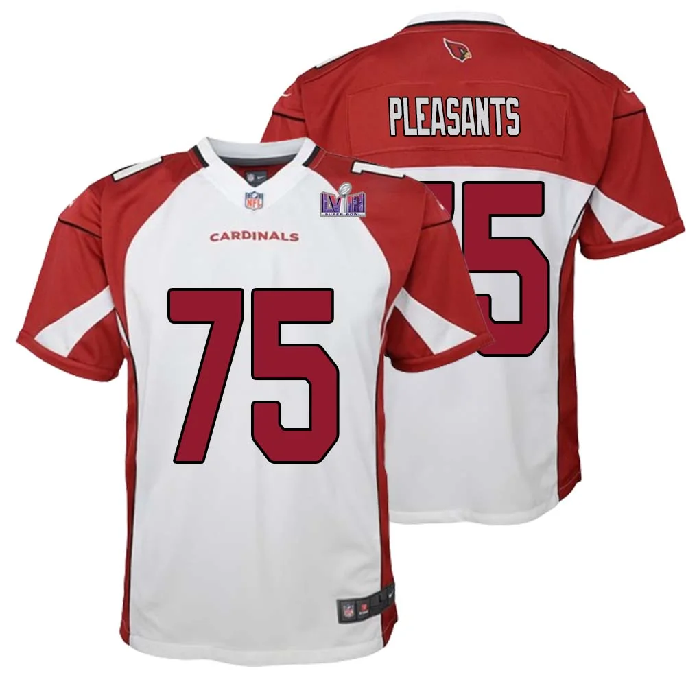 Austen Pleasants No 75 Arizona Cardinals Super Bowl LVIII Away Game Jersey Cardinal for Youth