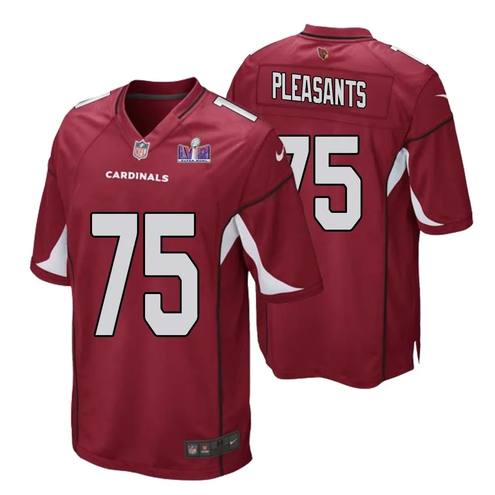 Austen Pleasants No 75 Arizona Cardinals Super Bowl LVIII Home Game Jersey Cardinal for Men