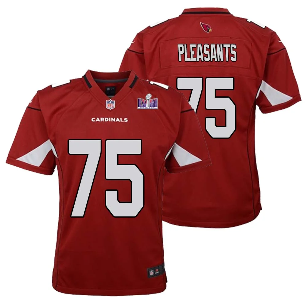 Austen Pleasants No 75 Arizona Cardinals Super Bowl LVIII Home Game Jersey Cardinal for Youth