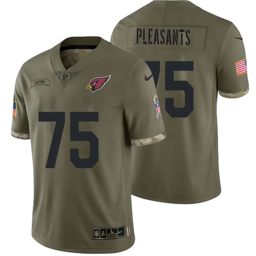 Austen Pleasants No 75 Men Arizona Cardinals Olive 2022 Salute To Service Limited Jersey